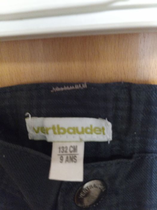 Calças verbaudet azul xadrez
