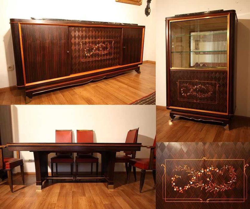 Wyjątkowy komplet mebli Art Deco z 1930 roku.  Jules Leleu ok.1930 rok