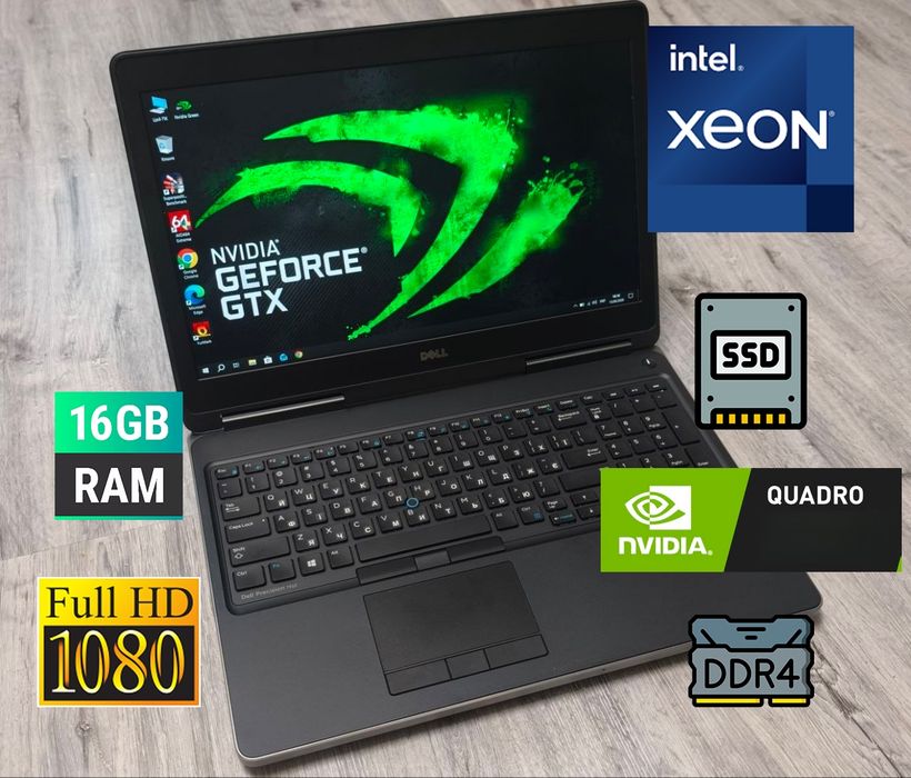 Мощний ігровий ноут NVIDIA GDDR5/Xeon/FullHD IPS/Type-C/16/256GB SSD/ноутбук для навчання роботи ігр/купити бу ноутбук