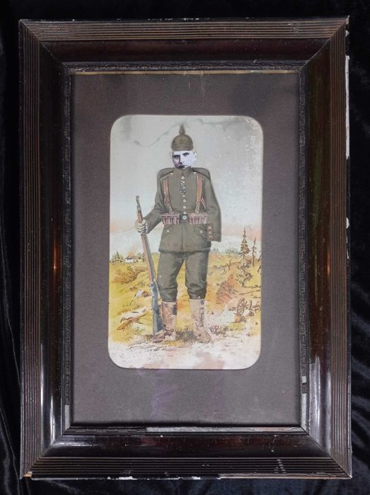 Żołnierz pruski stary obraz krzyz zelazny