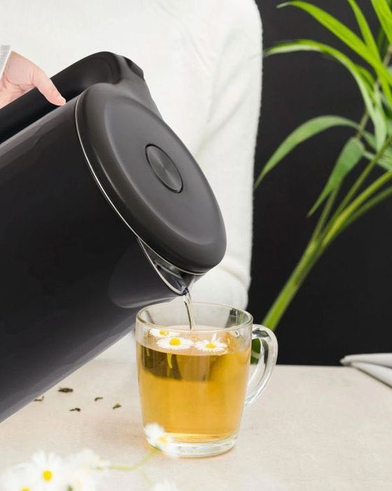 Czajnik elektryczny czarny 1,8L 1500W • stal nierdzewna • obrotowy