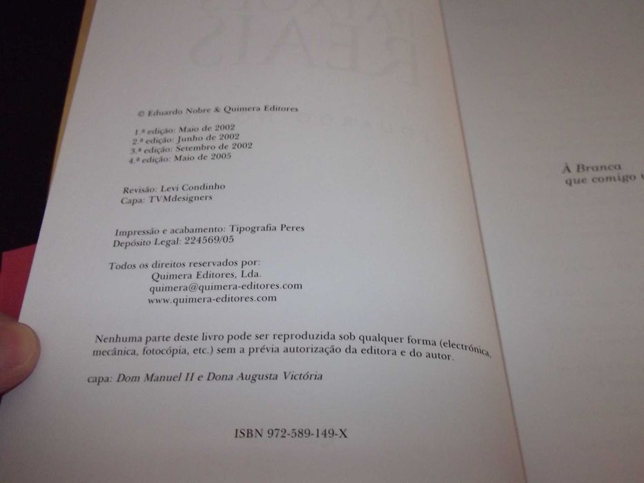 Livro Paixões Reais Eduardo Nobre Quimera 2005