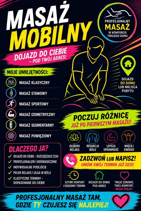 Masaż pleców, karku i napięć mięśniowych – regeneracja i rozluźnien (dojazd do domu)