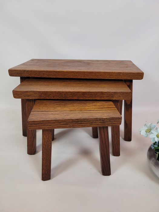 Taborety Trojaki dębowe