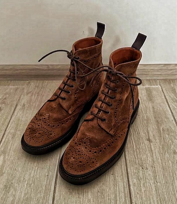 Чоловічі коричневі замшеві черевики броги Sanders Cheltenham 9 UK