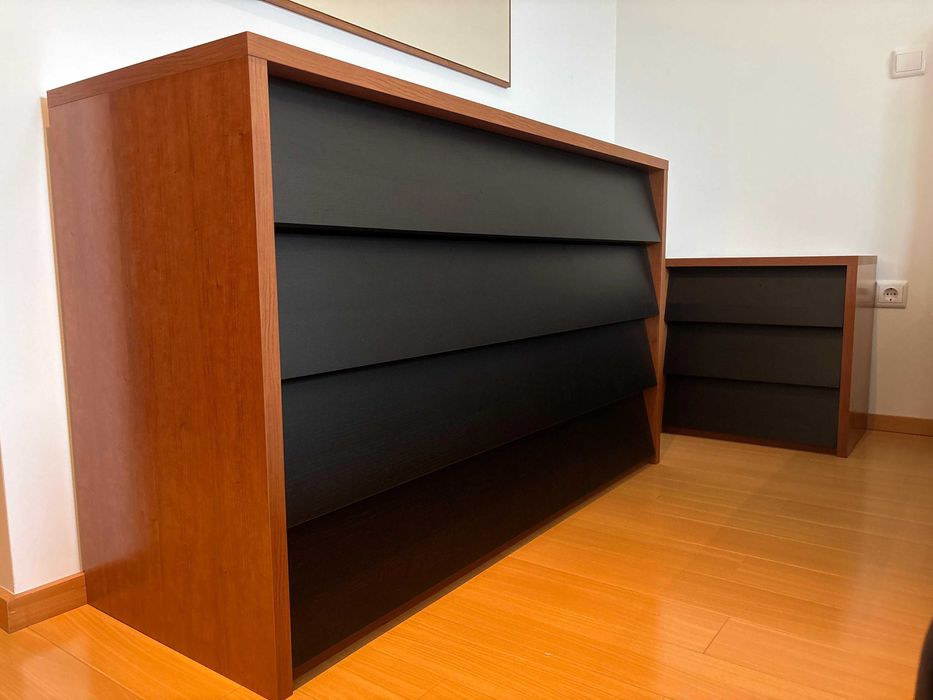 Conjunto Quarto Completo JOM Lagoa - COMO NOVO - Madeira e Preto