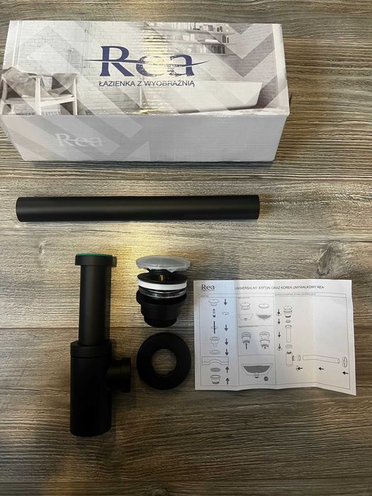 Syfon Umywalkowy Klik-Klak Uniwersalny Rea Czarny Matowy