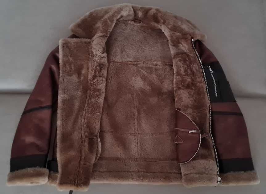NOWY Kożuch męski/Kurtka 100% skóra naturalna (rozmiar XL/XXL) brązowy