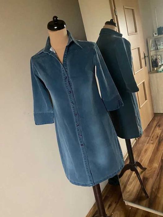 Sukienka jeans dzins prostota basic trapez labella s m 36 38