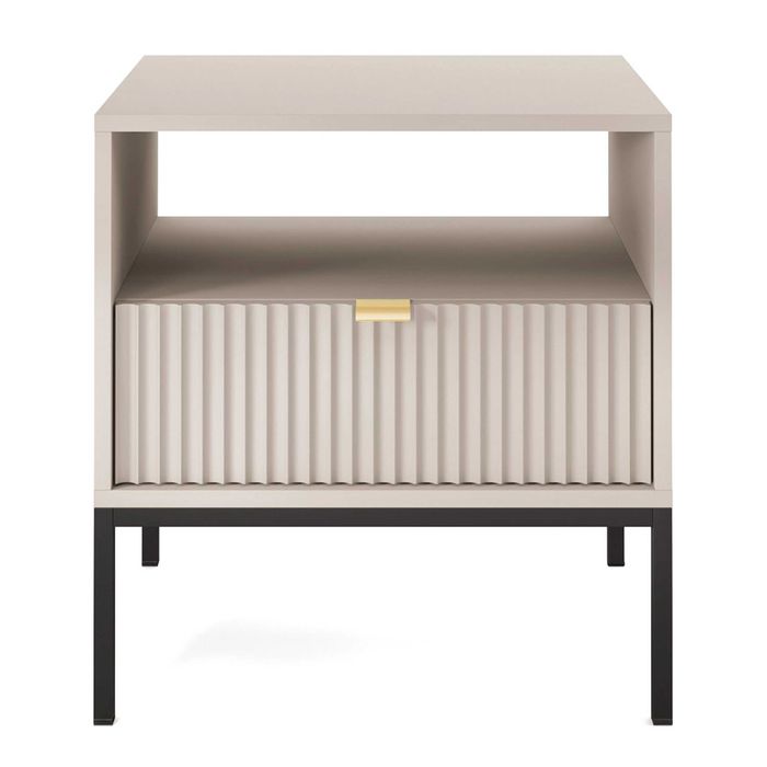 Szafka nocna do sypialni Crow S54 / Kaszmir + czarny stelaż