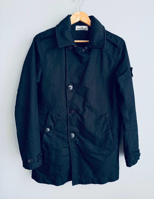 Stone Island David-TC Trench Coat Jacket Navy ice