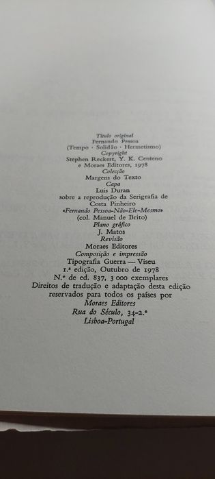 Fernando Pessoa Tempo, Solidão, Hermetismo - Centeno Stephen Reckett