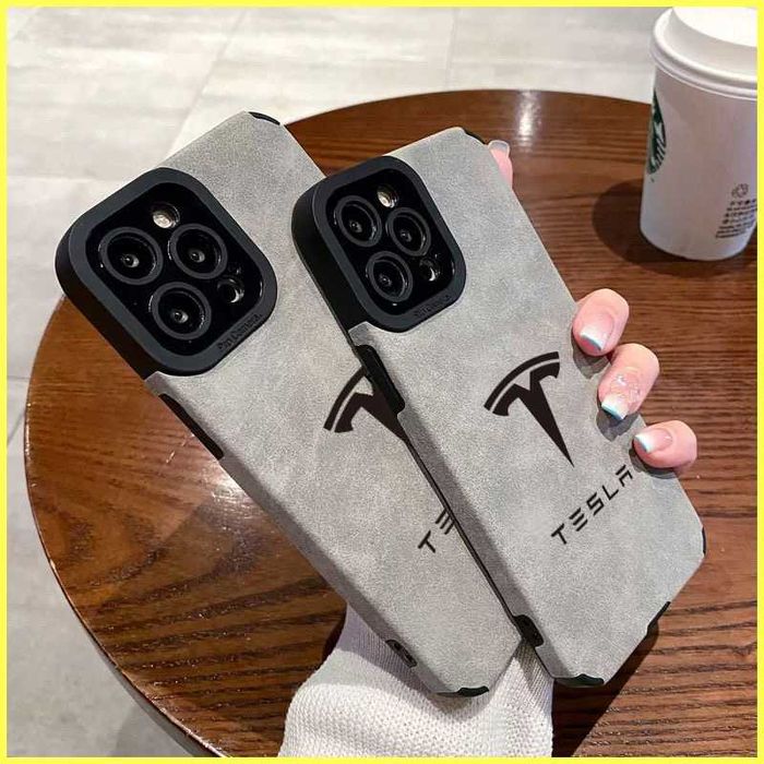 Силіконовий Чохол Tesla для iPhone,Чехол Тесла, Еко-замш Сірий (Grey)