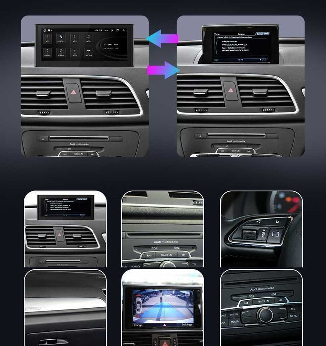 Audi Q3 2012–2018 – Radio Android 15 8,8” CarPlay Android Auto GPS Nawigacja Stacja Multimedialna WiFi Bluetooth DSP 4G LTE PL 2GB/32GB