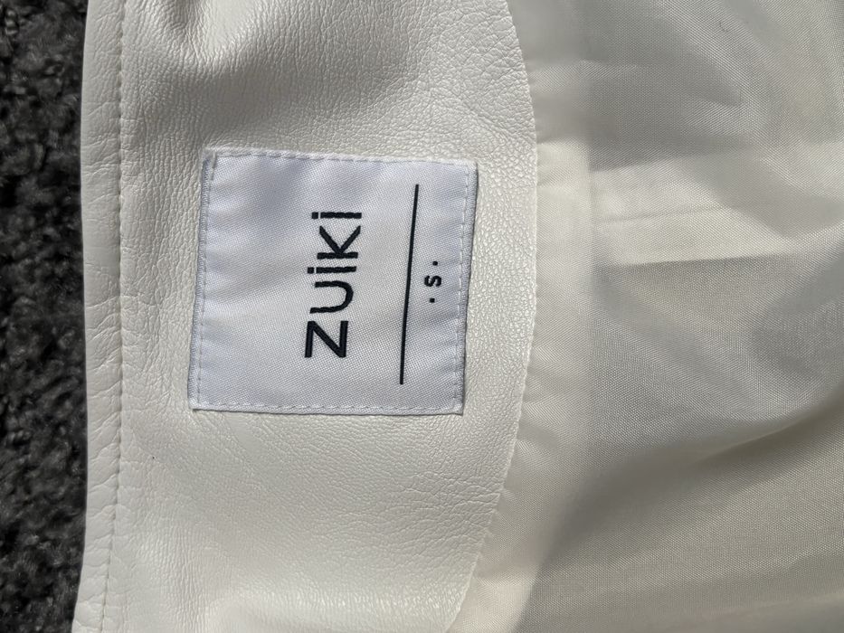 Zuiki Biała kremowa kurtka Skórzana, ramoneska 100% skóra naturalna  S