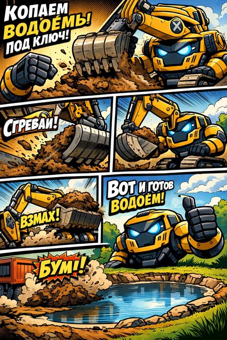 Копка водоёмов ,прудов,копанок.