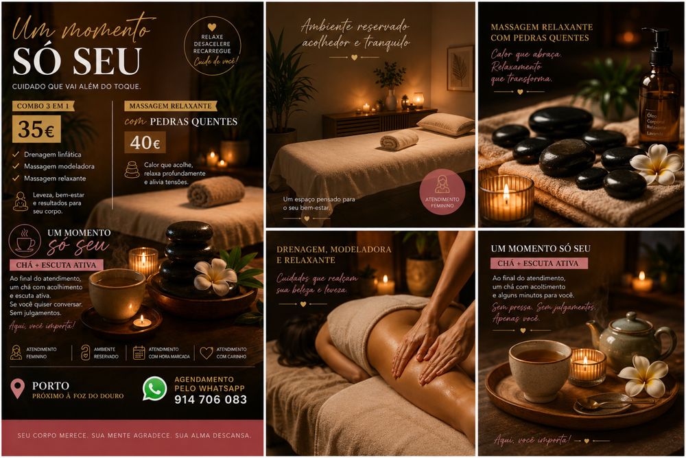 Massagem 3 em 1 - Drenagem + Modeladora + Relaxante — 35€
