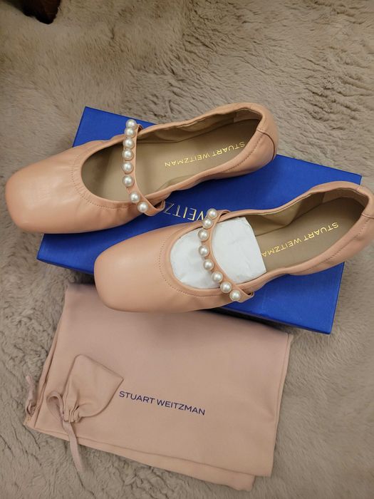 Baleriny goldie Stuart Weitzman 39 Us 8,5 nude róż skóra