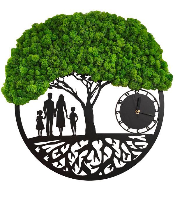 Drzewo z mchem dow. konfiguracja rodziny zegar cichy mechanizm mech ch