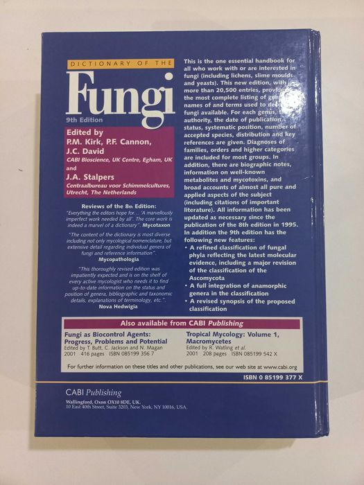 Livro Dictionary of the Fungi - 9ª Edição