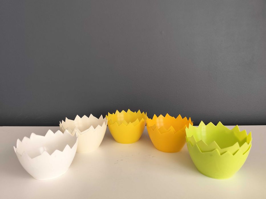 Skorupki Osłonki miski doniczki na stroiki 12 cm żółte + kolory