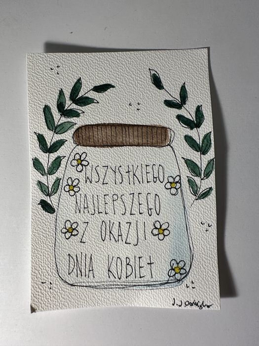 Kartka okolicznościowa dzień kobiet słoik boho kwiaty prezent