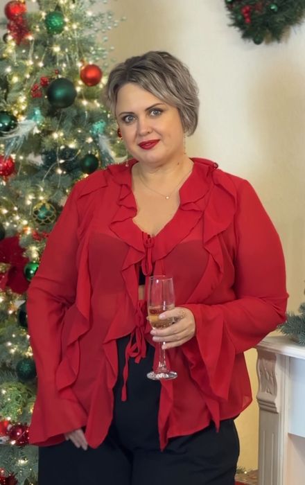 Блуза червона 54/56 шифон