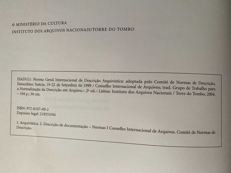 ISAD(G): Norma Geral Internacional de Descrição Arquivística