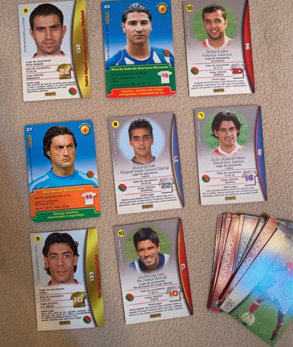 Cartas de futebol vintage da panini
