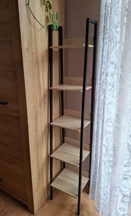Regał loft 5 półek wąski sonoma metalowy na książki