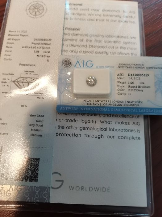 diament 1.05 ct okazja. Oryginalnie zaplombowany.