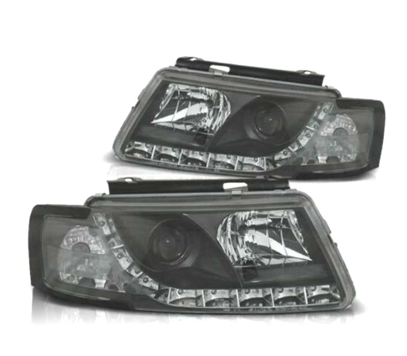 FARÓIS FERNTE LUZ DIURNA LED VOLKSWAGEN VW PASSAT 3B,96-00FUNDO PRETO