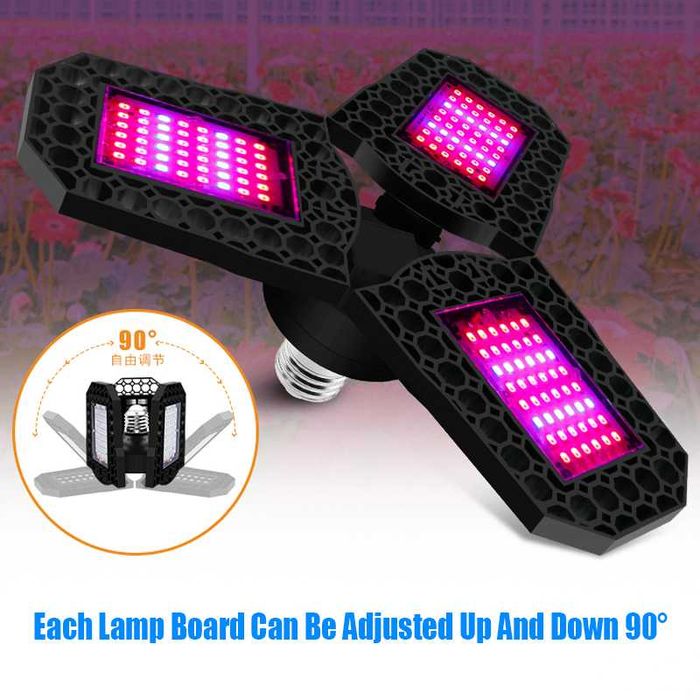 Lâmpada LED de cultivo 360 dobrável e27 - espectro total