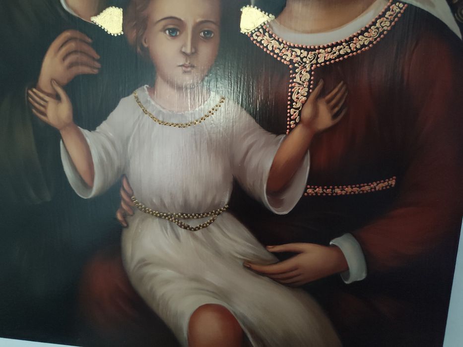 Piękna ikona przedstawiająca Świętą rodzinę