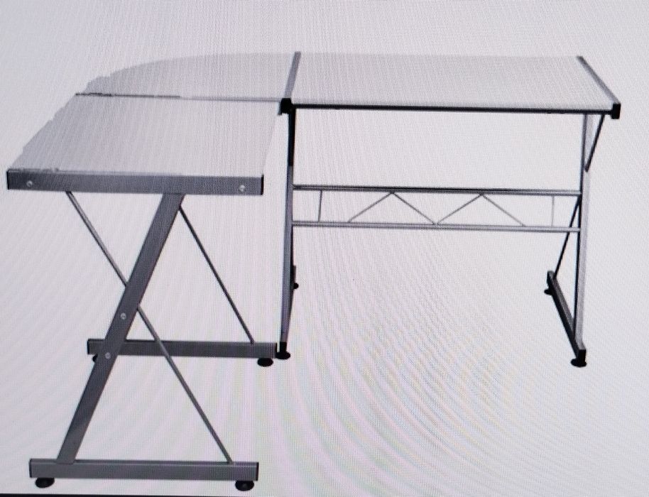 Secretária de vidro e metal