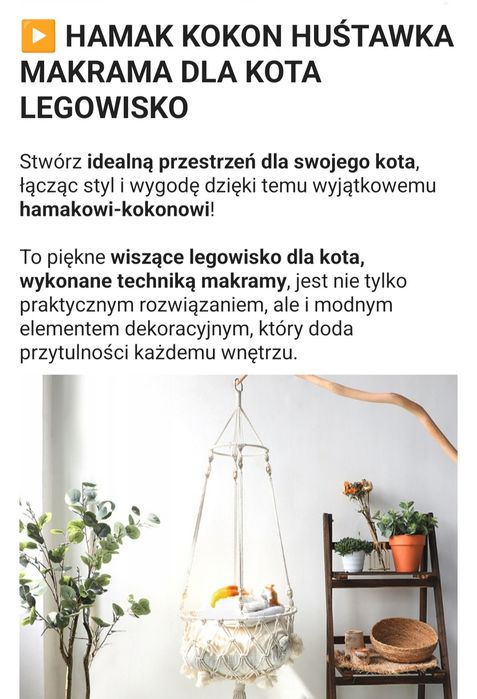 Hamak ,huśtawka dla kota !