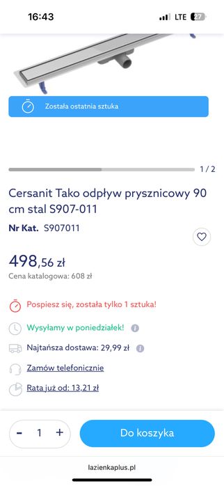 Odpływ liniowy dwustronny Cersanit Tako