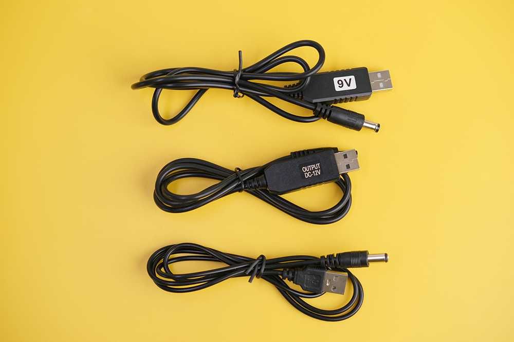 Кабель с преобразователем 5v вход на 5/9/12v выход USB-DC