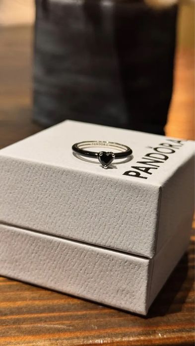 Каблучка срібна пандора кільце колечко "чорне серце чакри" pandora me