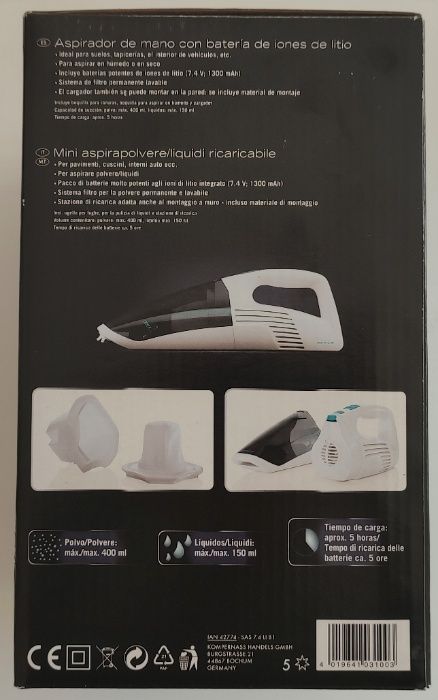 Aspirador de Mão Portátil (Mini Aspirador) da Silvercrest Novo