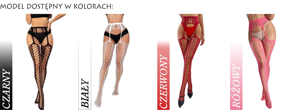 Pończochy z pasem siatkowe zakolanówki z wzorem w kratkę różowy