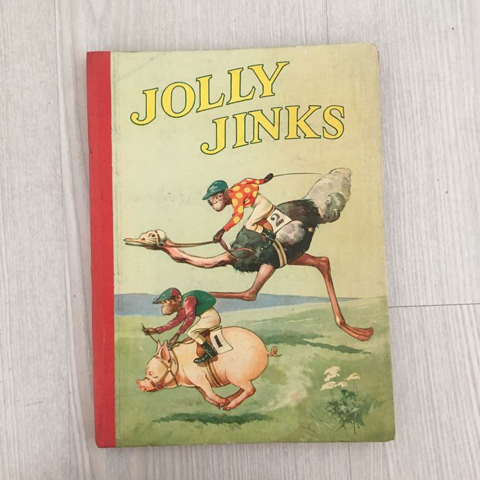 Livro infantil Jolly Jinks (Muito antigo, impresso em Inglaterra)