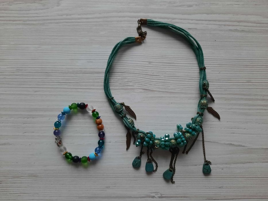 Набор комплект украшений Турция сувенир ожерелье браслет бирюза оберег