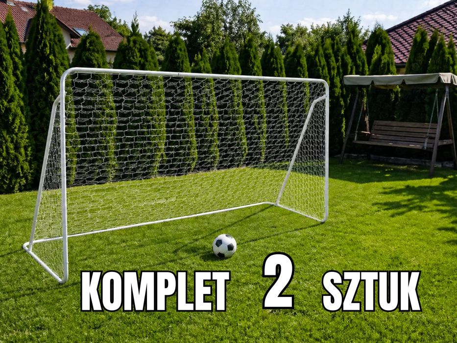 NOWE 2 Duże Stalowe Bramki 240x160 cm Piłkarskie Z Siatką Treningową Metalowe Do Gry W Piłkę Nożną Dla Dzieci Do Piłki Nożnej Komplet Zestaw Piłkarski
