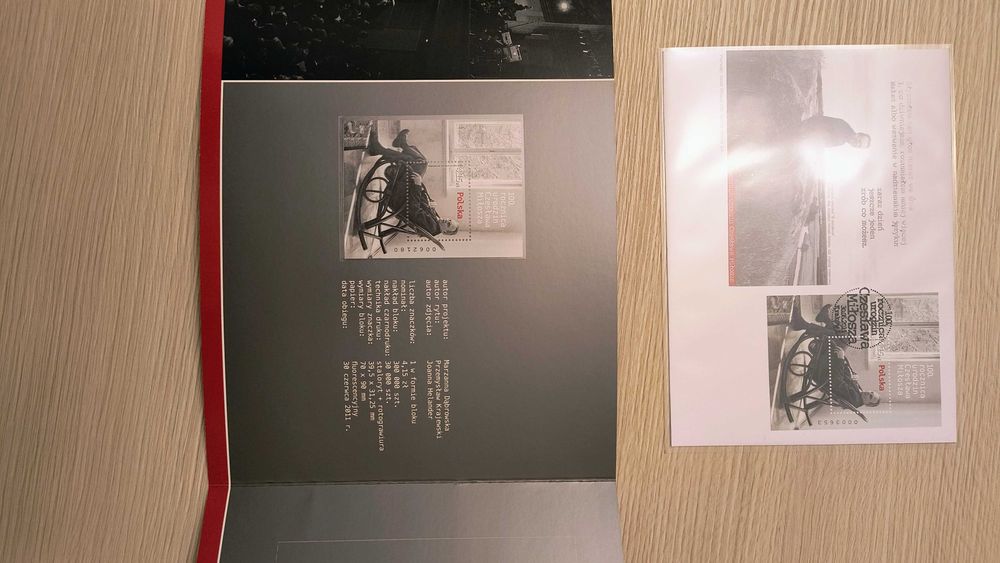 Znaczek kolekcjonerski 100. rocznica urodzin Czesława Miłosza + folder
