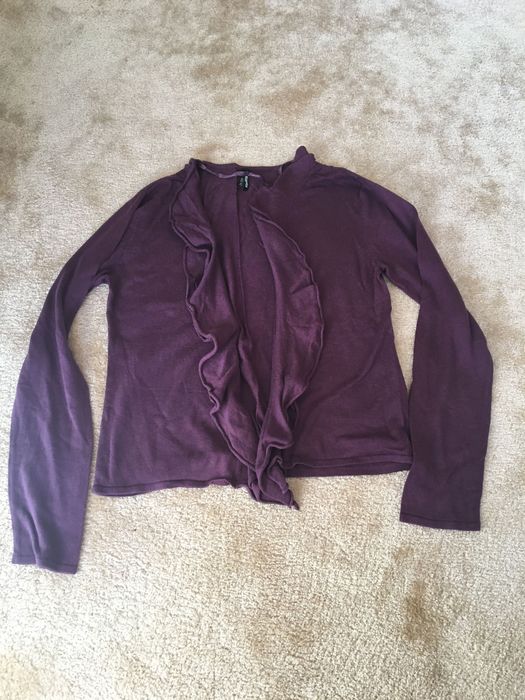 KappAhl atrakcyjny sweter rozpinany śliwka wiskoza + bawełna 40/42