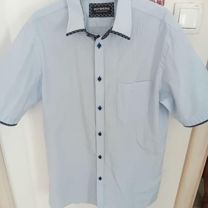 Hotberg błękitna koszula naturalne materiały M