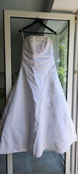 Suknia ślubna ciążowa 160 cm. - zestaw.