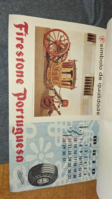 Calendário de grandes dimensões Firestone pneus 1961 coches Portugal