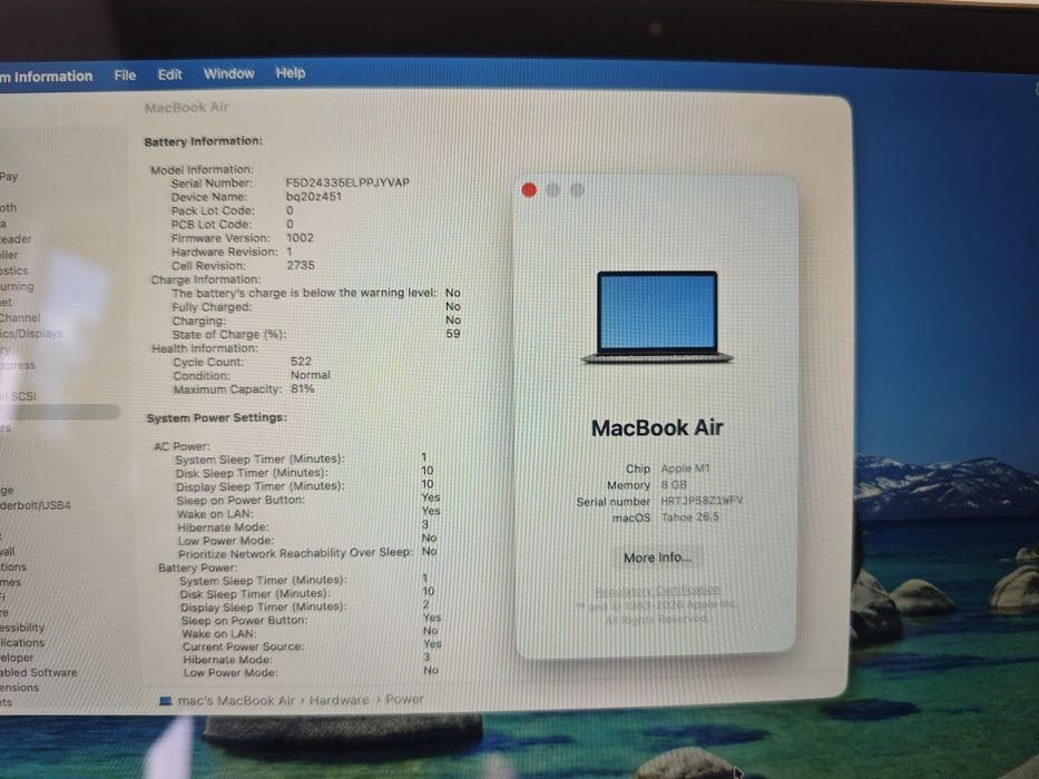 MacBook air m1 8/256gb